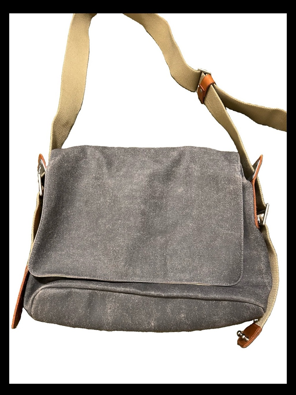Brooks England Paddington Shoulder Messenger Bag- Gray Waxed Canvas Leather